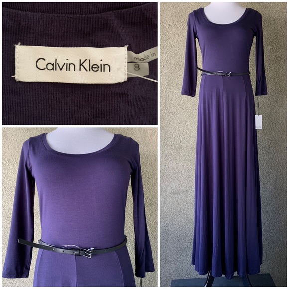“Calvin Klein” Indigo Blue Fit & Flare Midi-Dress size 8 - Picture 1 of 12